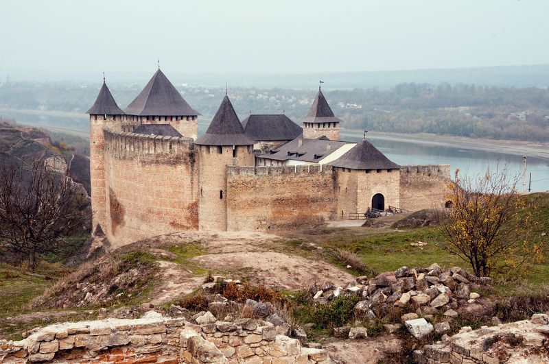 архитектура, днестр, крепость, оборонительные укрепления, река, старый город, туман, хотин Крепость Хотинphoto preview