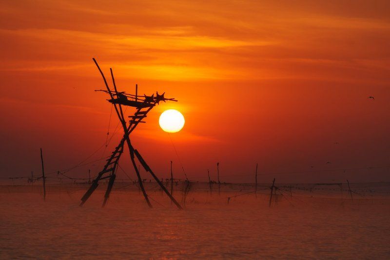 Небо, Рассвет, Сети, Солнце, Черное море Каравы фото превью