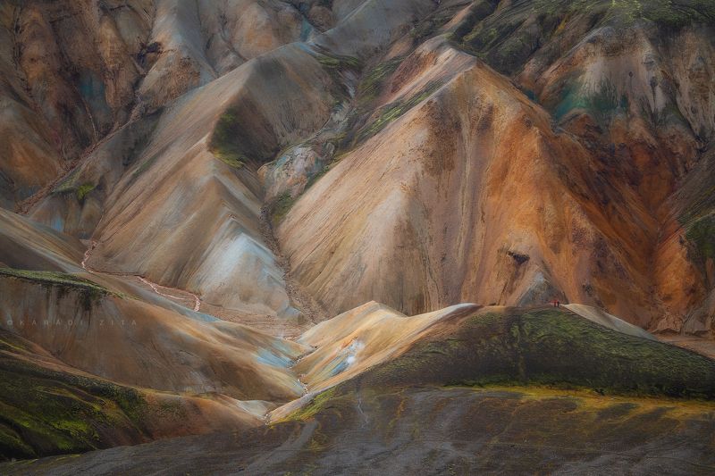 iceland, sunset, landscape, sky, sun, highland, mountains, panorama Coloured Mountainsphoto preview