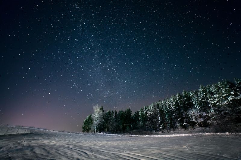 night, winter, snow, milky way, stars Winter nightphoto preview