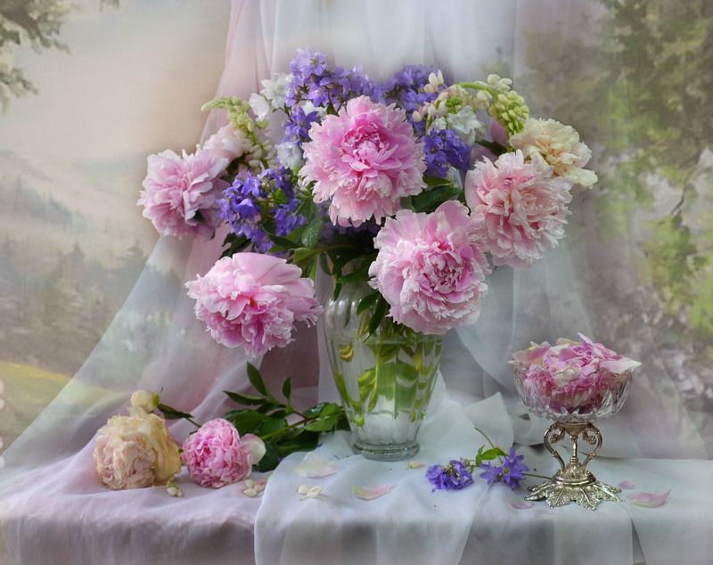 still life, натюрморт, цветы, фото натюрморт,  стекло, настроение, лето, июнь, пионы Пионовый рай...photo preview