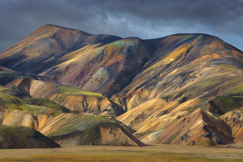 iceland, scene, highlands, moody, sky, valley, rocks, colorful, landscape Icelandic highlandsphoto preview