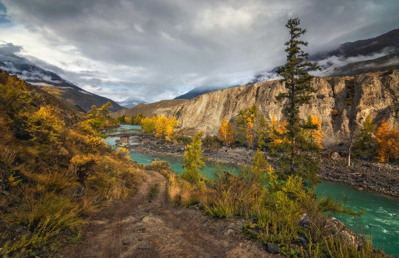 горный алтай,сентябрь,утро,туман,река аргут,дорога,мост Утро в дороге...photo preview