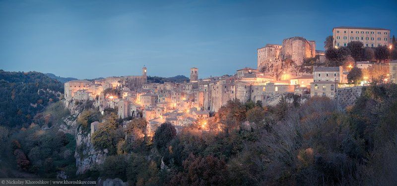 Сорано, Италия, Тоскана, город, архитектура, панорама Средневековый городphoto preview