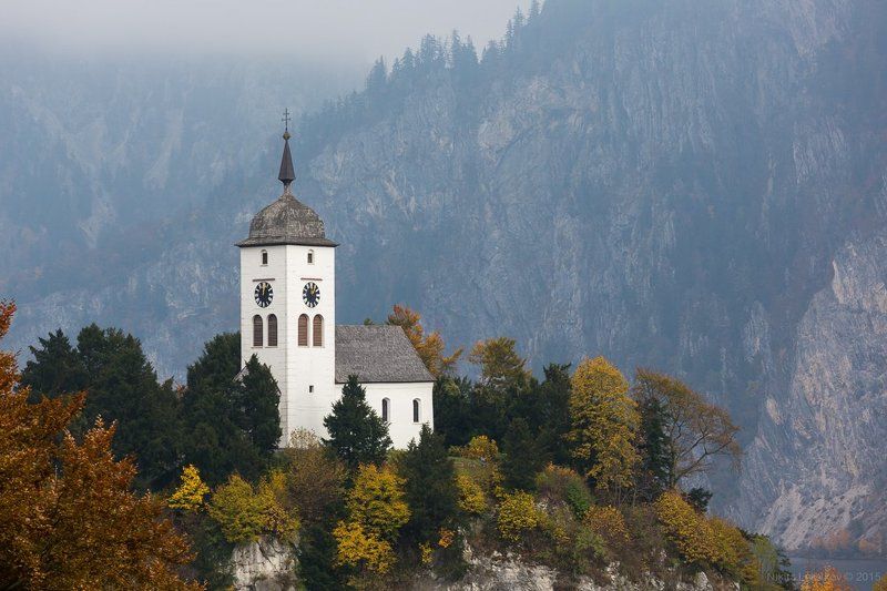 church, traunkirchen, austria, traunsee, morning, foggy Foggy morningphoto preview