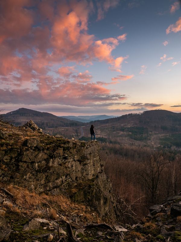 lusatian,lusatian mountains,sunset,sky,landscape,rock,person,perspective Lusatian mountainsphoto preview