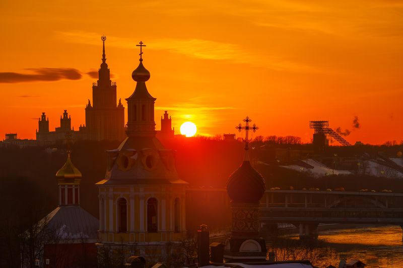 москва  закат Закат на смотровой РАН фото превью