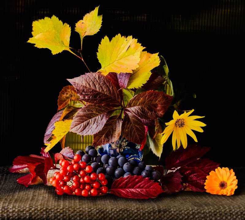 натюрморт Ягоды с листьямиphoto preview