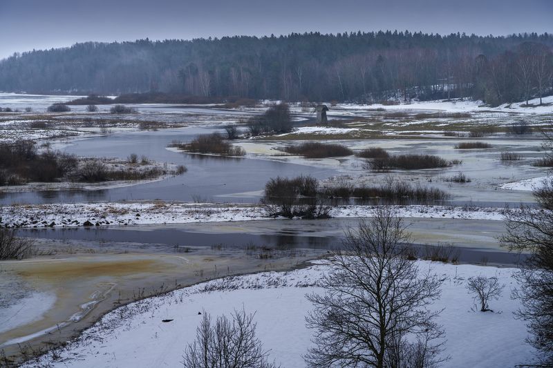 михайловское, сороть, пушкинские горы, савкина горка, декабрь, оттепель Оттепельphoto preview