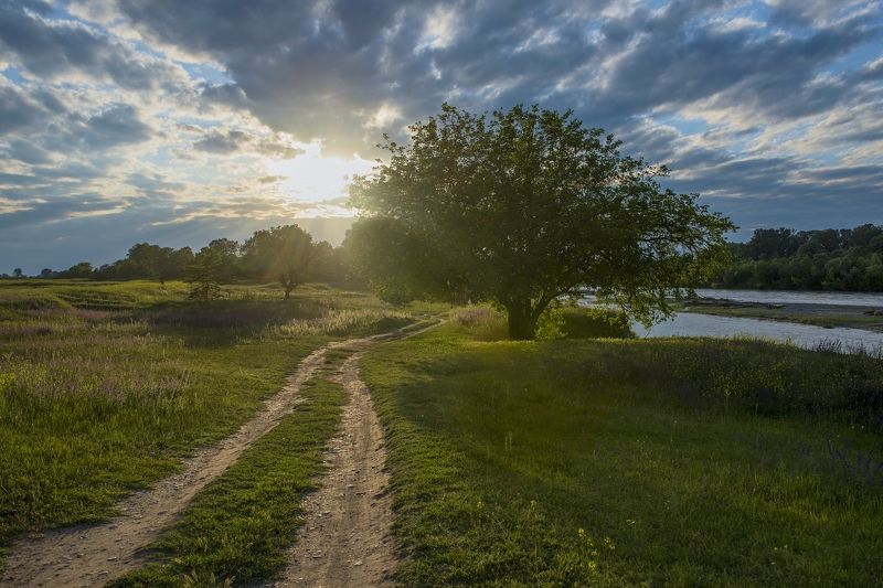 Кабардино-Балкария, река Терек, Хамидия, Урожайное, горные реки, Вечереет над Терекомphoto preview