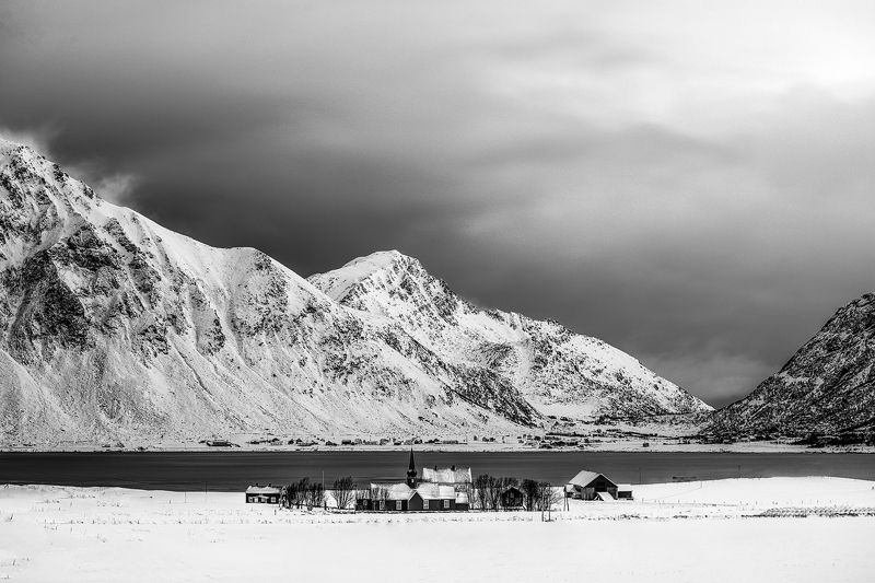 winter, Lofoten, archipalego, isalnds, snow, church  Winter in Lofotenphoto preview