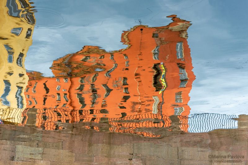 абстракция, акваабстракция, акваграфика, отражение на воде, весенний акварельный канал грибоедова Весенний акварельный канал Грибоедова. Дом-утюгphoto preview