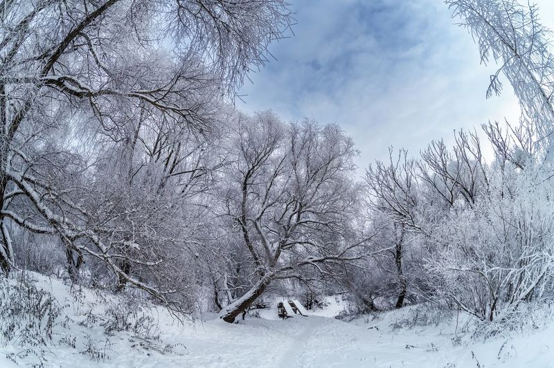 зима мороз снег закат на ручье Тарасовец фото превью