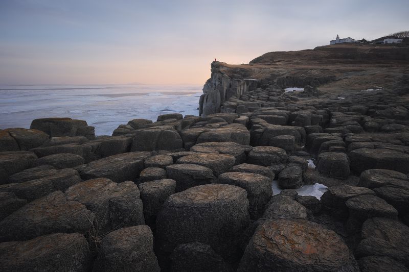 закат, пейзаж, мыс брюса, приморье Мостовая гигантовphoto preview