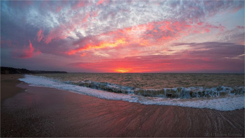 закат, море, пейзаж, волны, крым Февральский закатphoto preview