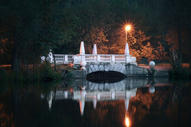 мостик, отражения, ночь Мраморный мостик ночью фото превью