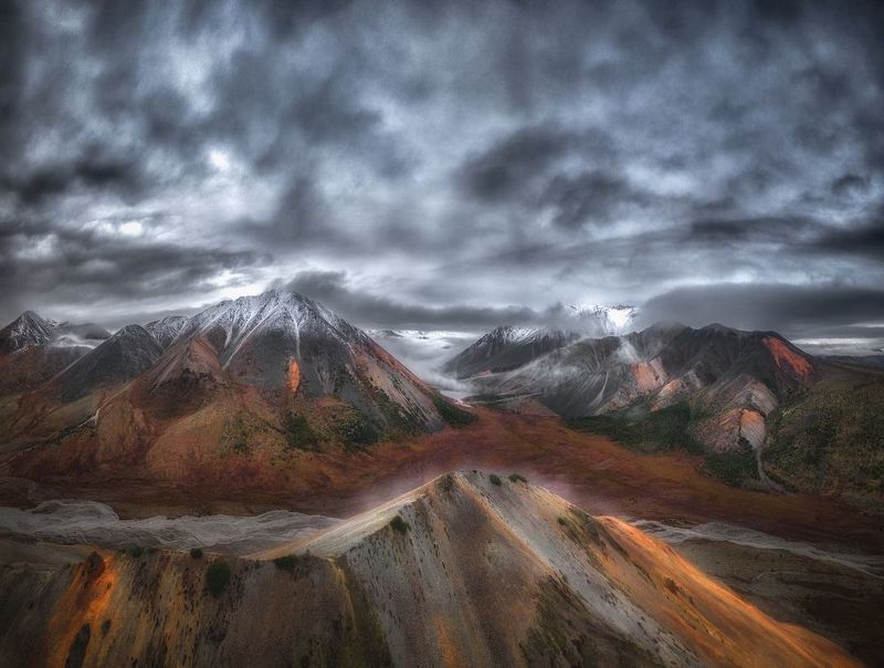 Хребет Черского, Якутия, дроны, аэрофото, aerialphoto, Landscape, aerial landscape, тундра, горы, Россия, осень, осенний пейзаж Хребет Черского, Якутияphoto preview
