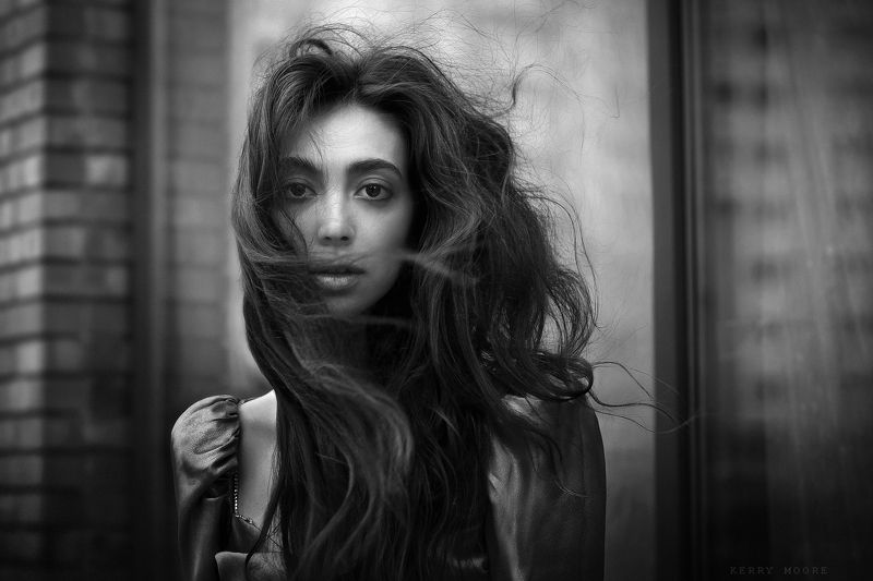 portrait, beauty, girl, model, eyes, woman, female, style, fashion, face, black and white, monochrome, light In her eyes...photo preview
