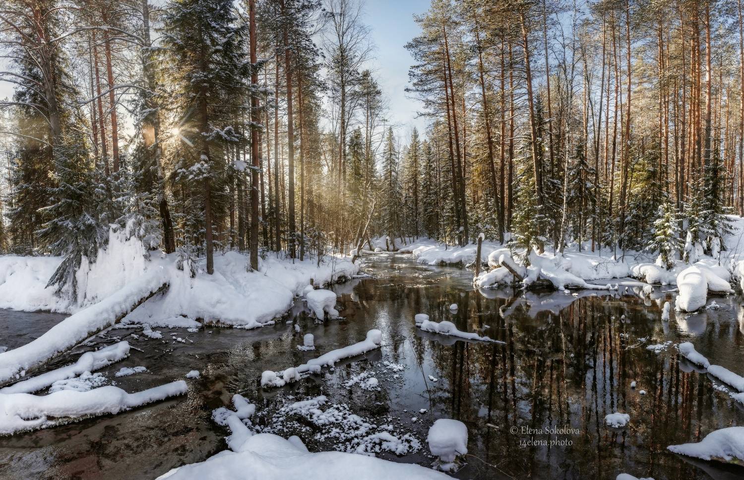 река, талица, природа, вода, отражение, снег, сечна, март, лес, тайга, пермский край, жуланово, Соколова Елена