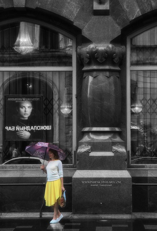 дождь, улица, санкт-петербург, отражение, человек Под дождёмphoto preview