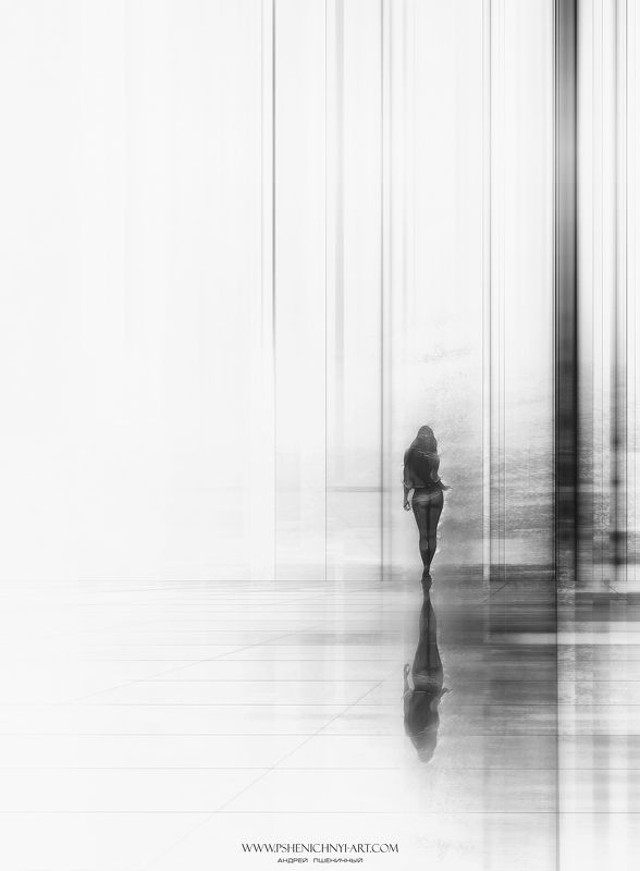 силуэт, девушка, вертикаль, горизонт, отражение, ритм, чёрно-белое, концепция Verticalsphoto preview