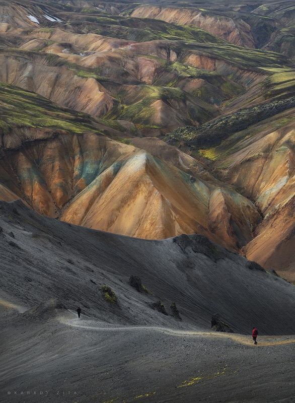 iceland, sunset, landscape, sky, sun, highland, mountains, Walking among the Coloured Mountainsphoto preview