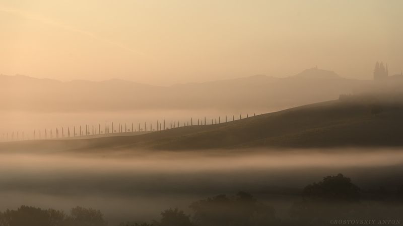 Туман, утро, Тоскана, Италия, фототур Тихое туманное утро. | пейзажный фотографphoto preview