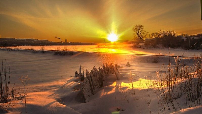 Рассвет, зима, пруд На утренней зареphoto preview