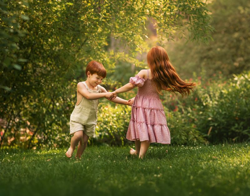 nature kids playing ginger Playing photo preview