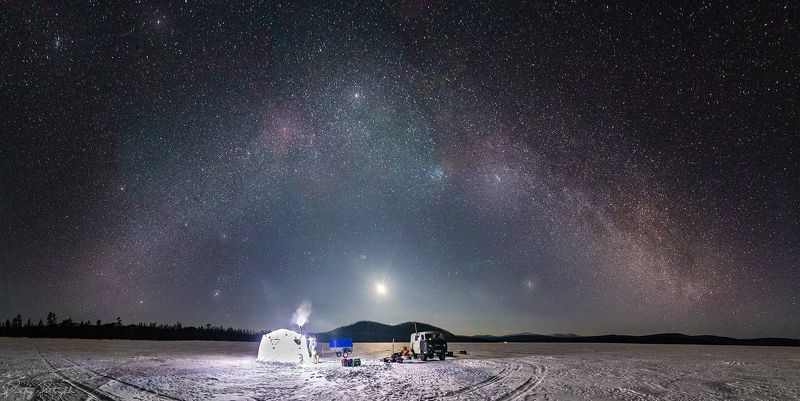 ночь, млечный путь, бурятия, зима, озеро 4 ночи на озере в глуши фото превью