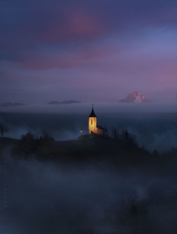 slovenia, sunrise, landscape, longexpo, nikon, autumn, winter, church,  mountain, clouds, BEFORE DARKphoto preview