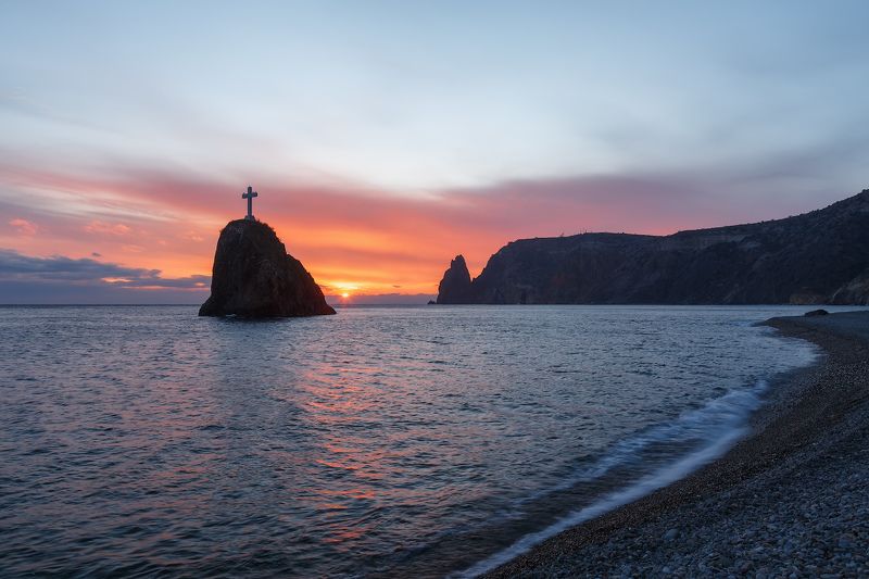 севастополь, фиолент, море, пляж. Фиолент после заката. фото превью