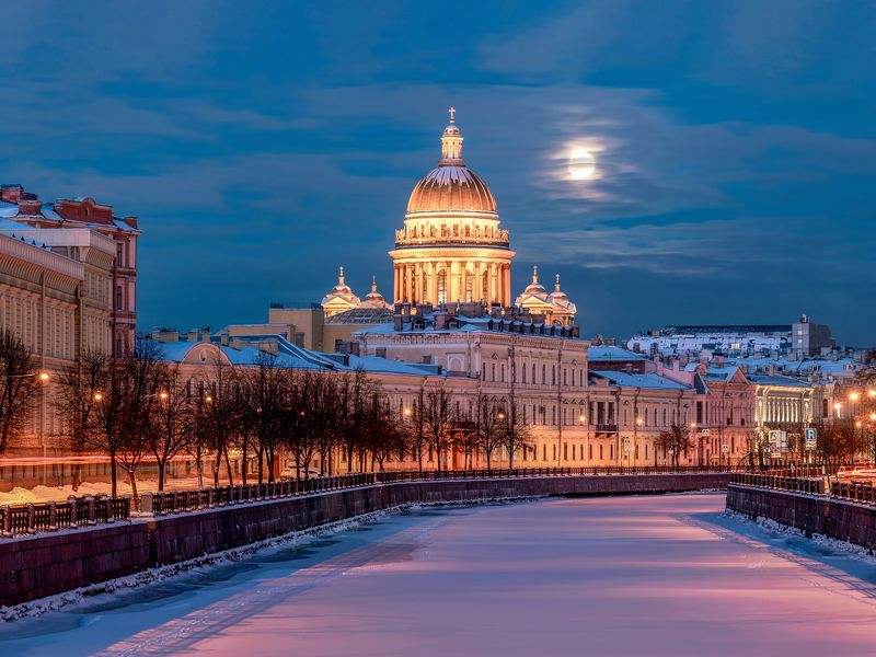 исаакиевский собор, луна, санкт-петербург, спб, полнолуние Луна и Исаакиевский соборphoto preview
