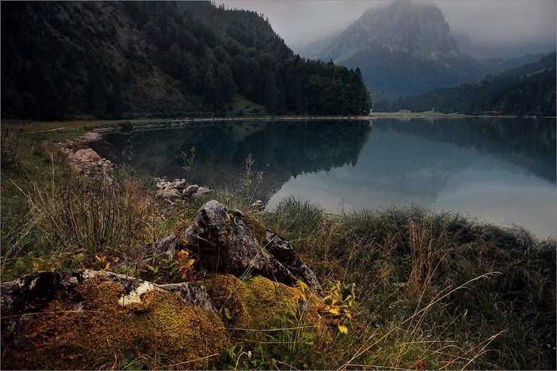 альпы, озеро, швейцария Осенний берегphoto preview