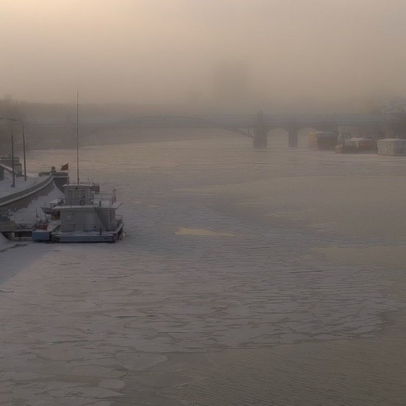 туман, мороз, мост Сезон туманов фото превью