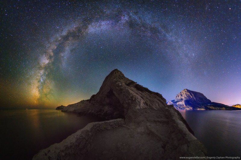 Долгая выдержка, Звезды, Крым, Млечный путь, Море, Ночное фото Скала Коба-Каяphoto preview