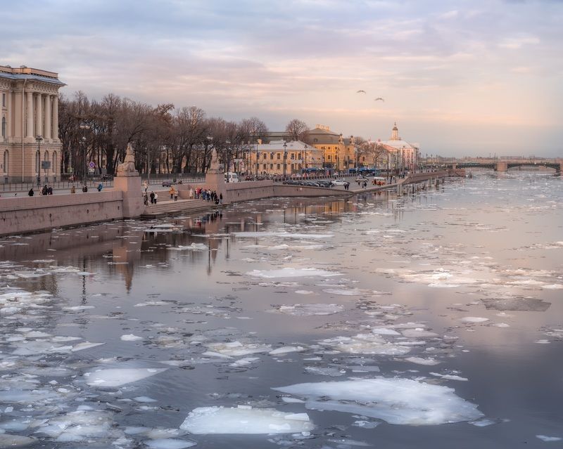 ледоход санкт-петербург нева архитектура набережная река Ледоходphoto preview