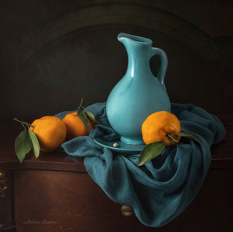 кувшин,мандарины,натюрморт Морской бризphoto preview