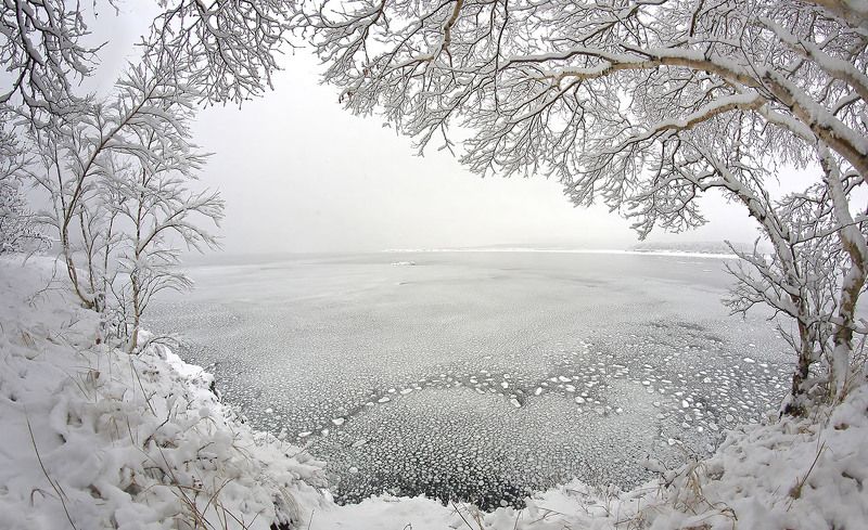 татарский пролив, дальний восток, fisheye Картина  льдом и снегомphoto preview