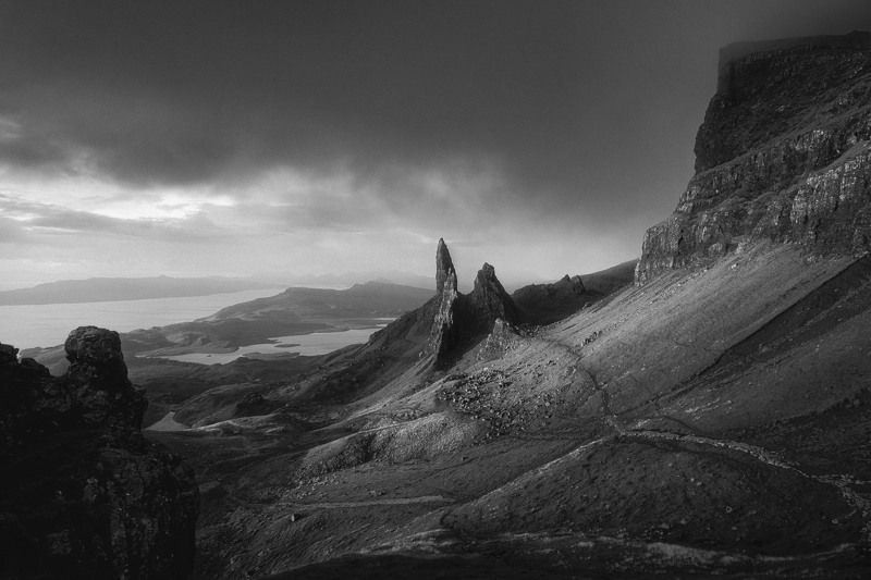 landscape Scotland black&white  Old Man of Storrphoto preview