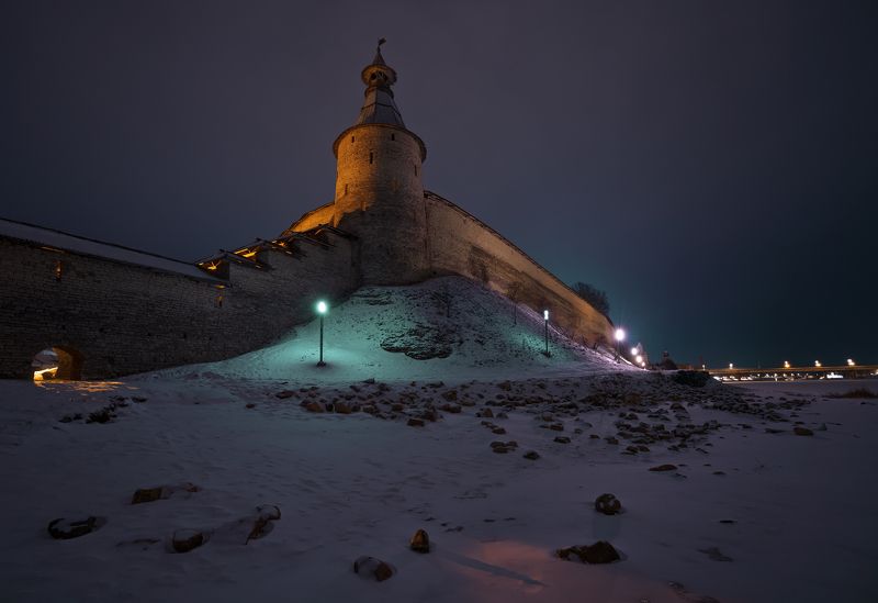 псков, кром, ночь, зима Зимняя ночь. Кромphoto preview