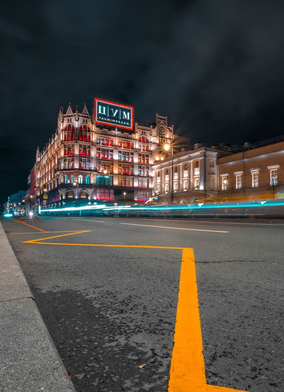 architecture, night, line, building, moscow, russia, urban, city, light, street Московская ночьphoto preview