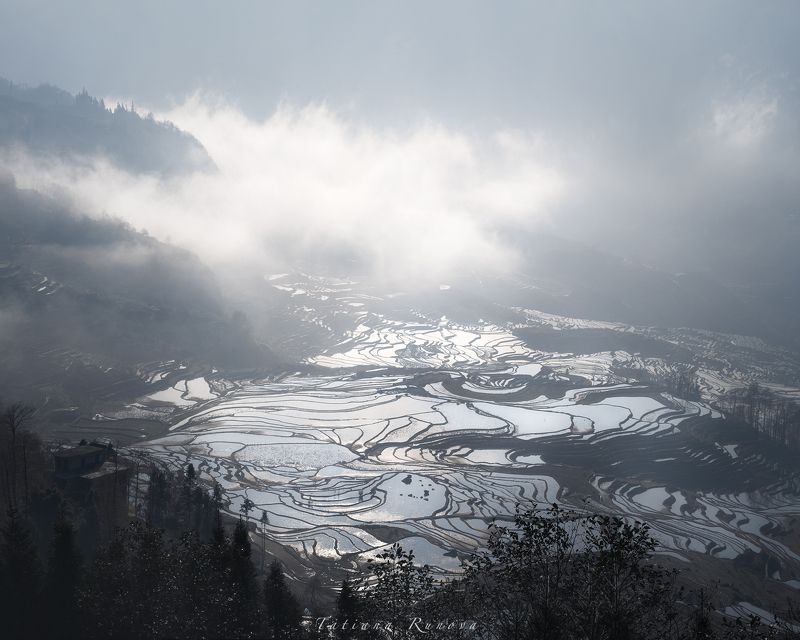 Серебряный блеск рисовых террас провинции Юньнаньphoto preview