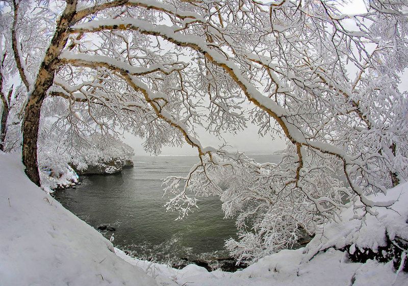 татарский пролив, дальний восток, fisheye Апрельский снегphoto preview