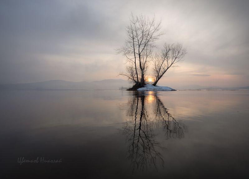 волга, апрель, закат *photo preview