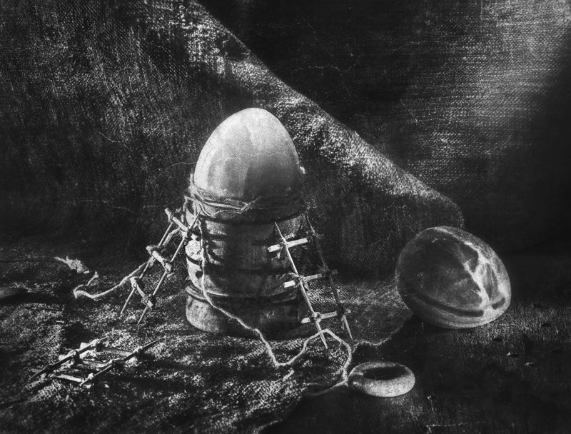 чёрно-белый, яйца, натюрморт Торжество удостоившегосяphoto preview