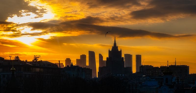 sunset, city, moscow, fuji, fujifilm, outdoors, nopeople Закат над вечным городомphoto preview