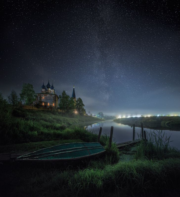 дунилово, ивановская область, туманы, ночь, звезды, млечный путь Дунилово под звёздамиphoto preview