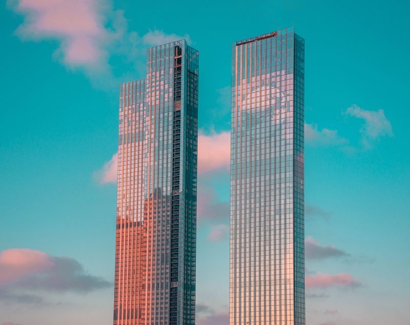 architecture, evening, line, building, moscow, russia, urban, city, light, street Нежный вечерphoto preview