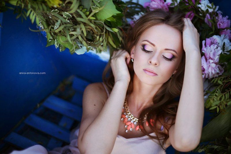 girl, summer, flowers, portrait photo preview